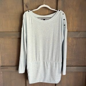 White House Black Market ice blue knit dolman tunic sweater, size L